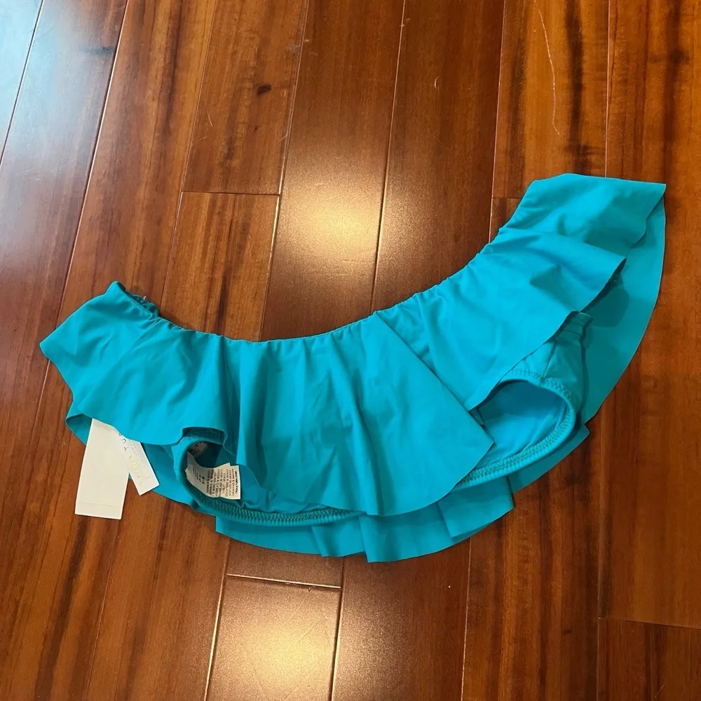 New NWT Trina Turk Swim & Spa‎ Teal Turquoise Bikini Top Ruffle Swimsuit Size 6